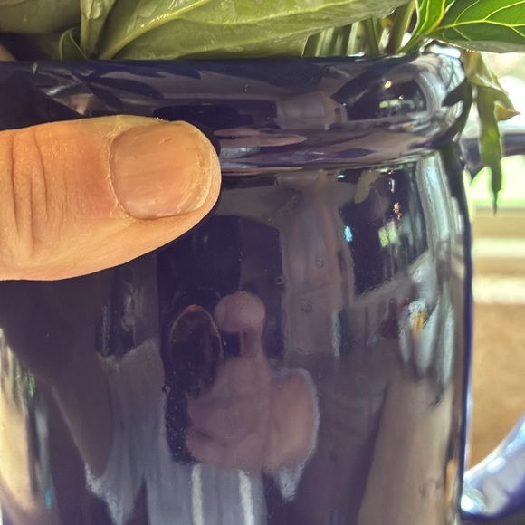 McCoy Pitcher Cobalt Blue Pottery Glazed Medium Juice Spout Chunky Kitchen USA - Picture 7 of 11